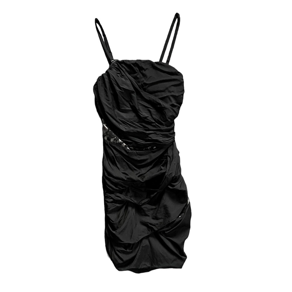 Express Silk Laced Cami Mini Ruched Evening Cocktail Little Black Dress EUC 6